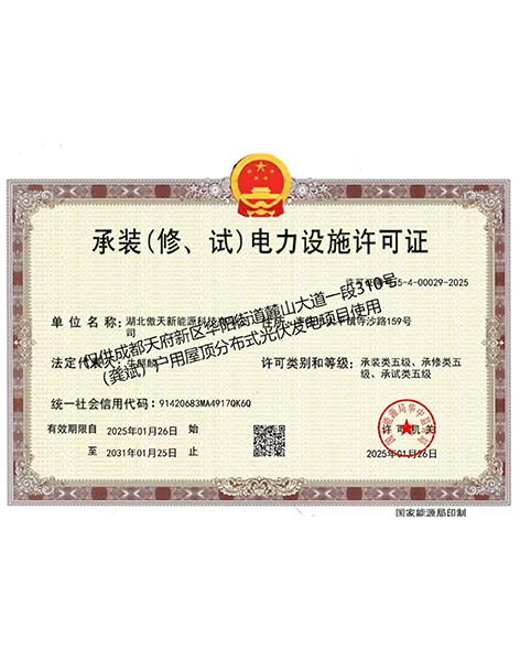 承裝（修、試）電力設(shè)施許可證